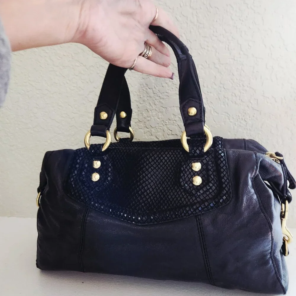 Euc Coach Ashley Black Leather 2/Way Shoulder Bag Purse